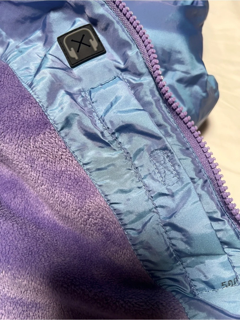 Champion Girls XL 14-16 Hooded Puffer Coat Blue Fleece Lined Thumbhole Cuffs